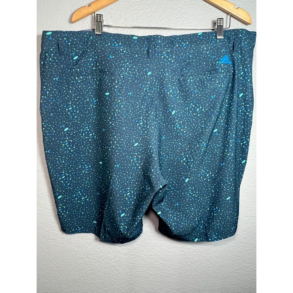Adidas Golf Shorts Mens 42 Blue Teal AOP Flag Print Golf Performance HA9122